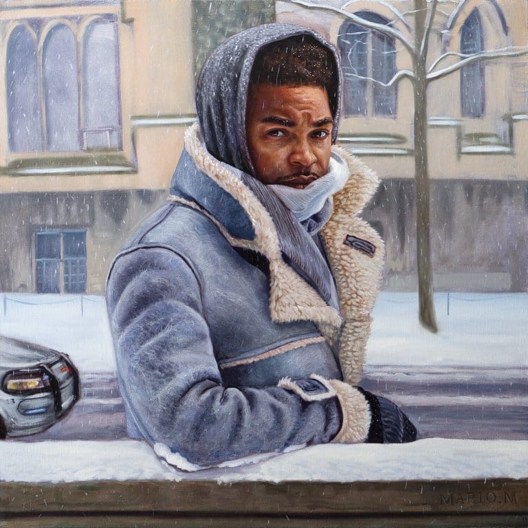 Mario Moore, What's Cooler Than Being Cool?, 2019. Oil on canvas, 36 x 36 inches.