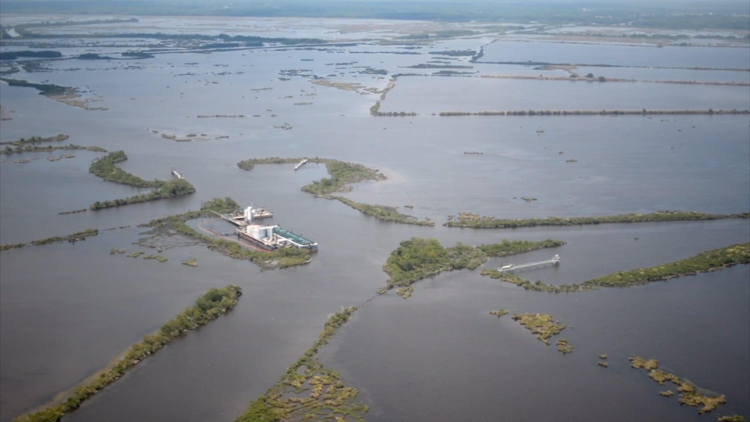 Arial view of Louisiana coast