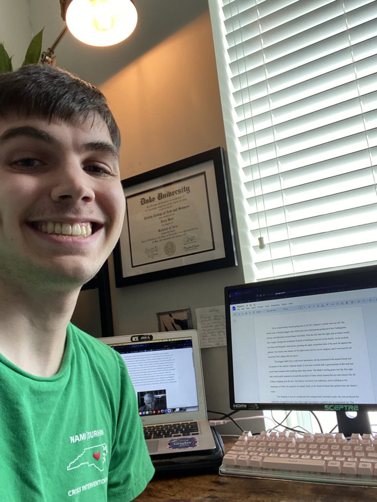 Young adult student working at their laptop. 